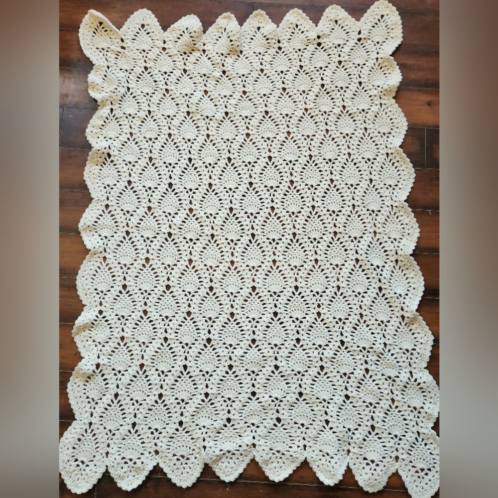 Vintage crochet blanket, stored since made, approx 5 ft x 3 ft